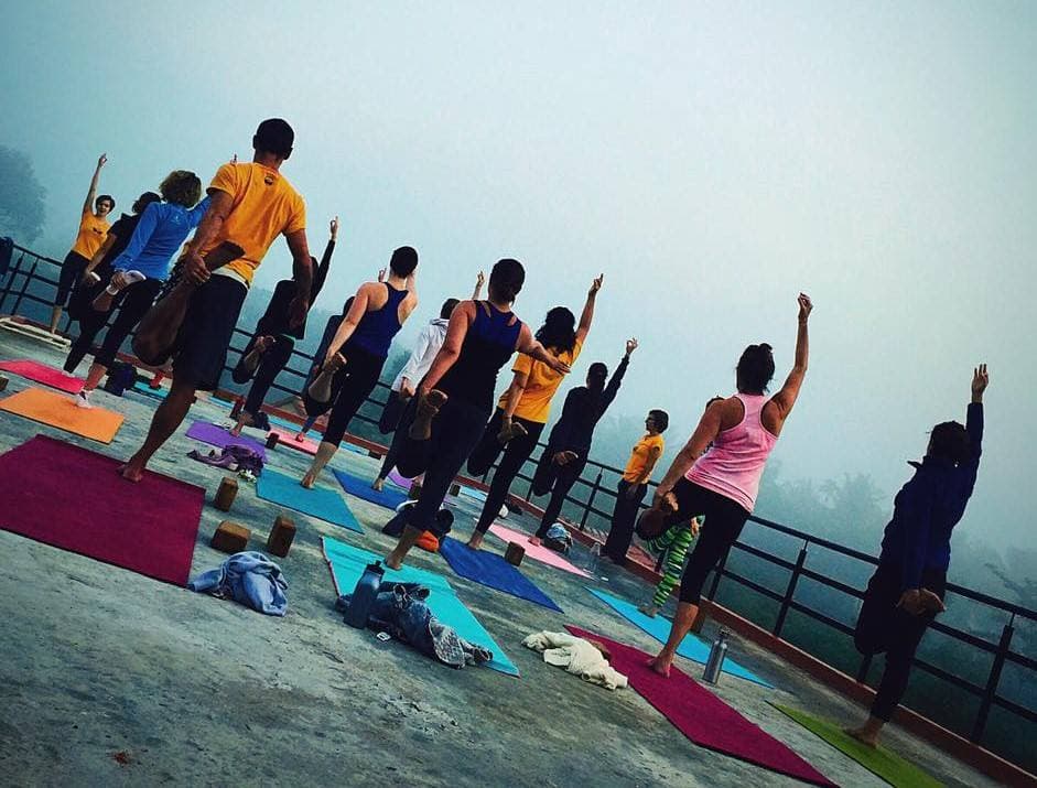 Yoga Teacher Training Rooftop Class — Morning Mist, Mysore