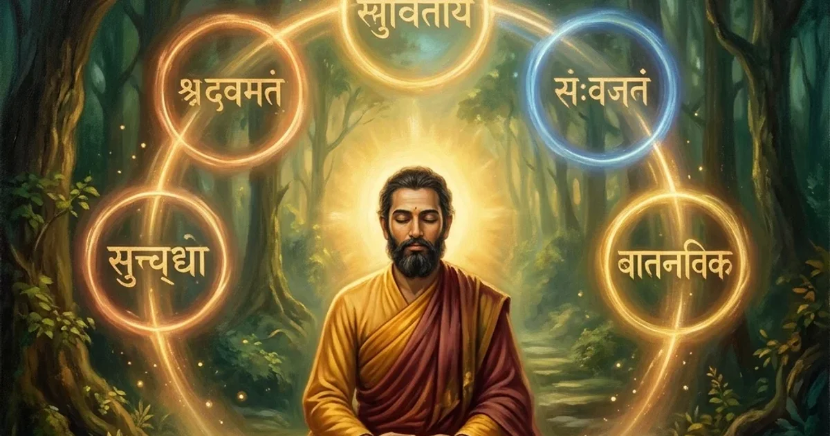A classical Indian illustration representing Advaita Vedanta philosophy and spiritual yoga practice at Samyut Yoga Mysore.
